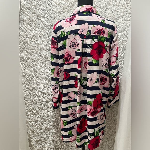 Kate Spade Navy and Red FLORAL WOMENS NIGHT SHIRT, RELAXED COTTAGECORE, SIZE XL - Picture 6 of 11